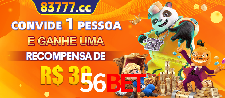 Banner institucional da 56BET sobre parceria de marcas e criação de uma marca de excelência, apresentando os mascotes de jogos populares como o Fortune Tiger.