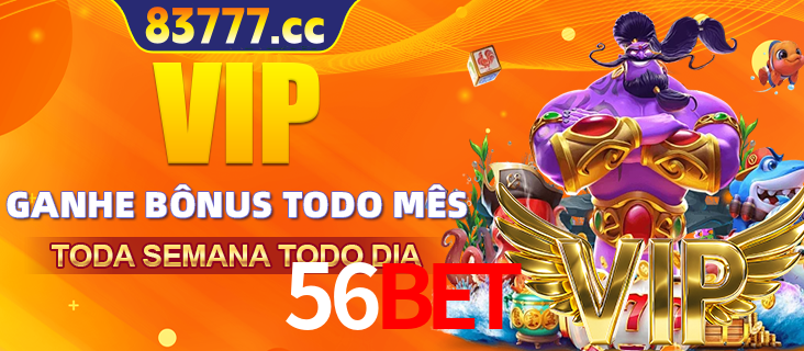 Banner promocional do 56BET oferecendo 100% de recompensas adicionais contínuas para quem fizer o login diário (Daily sign-in), com um mascote de coelho.